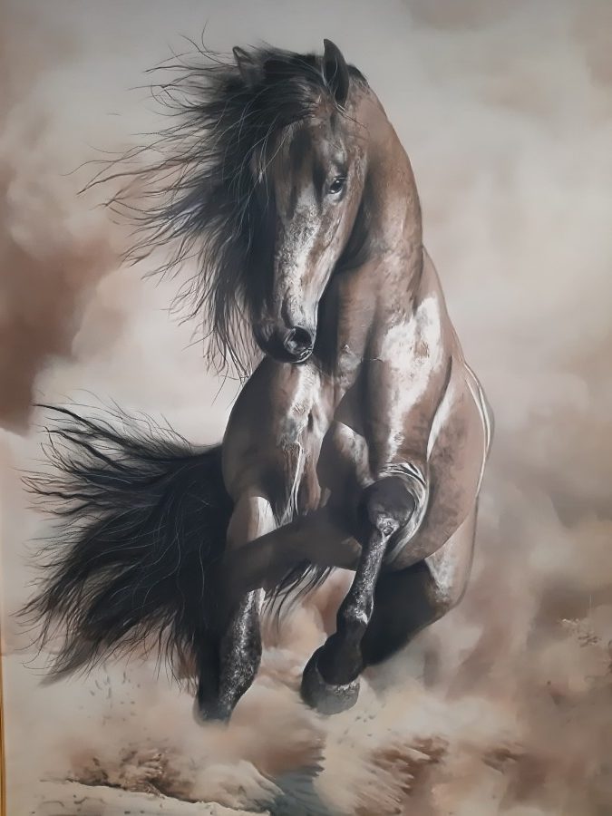 نقاشی پاستل با نام ” اسب کهر