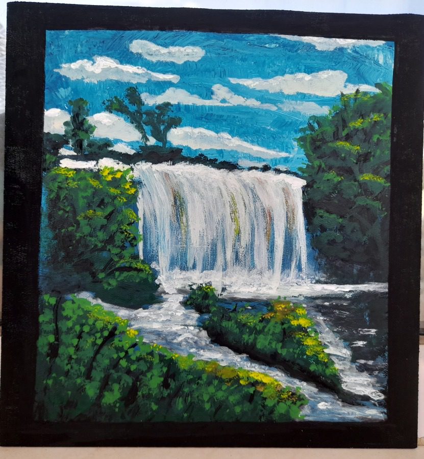 تابلو نقاشی منظره آبشار کوچک