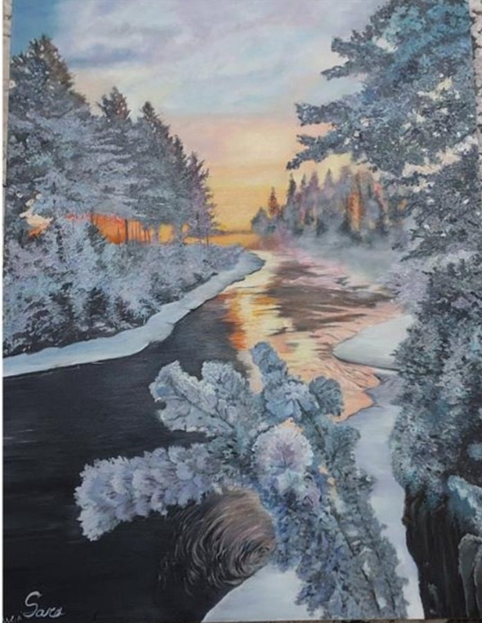 نقاشی رنگ روغن زمستان