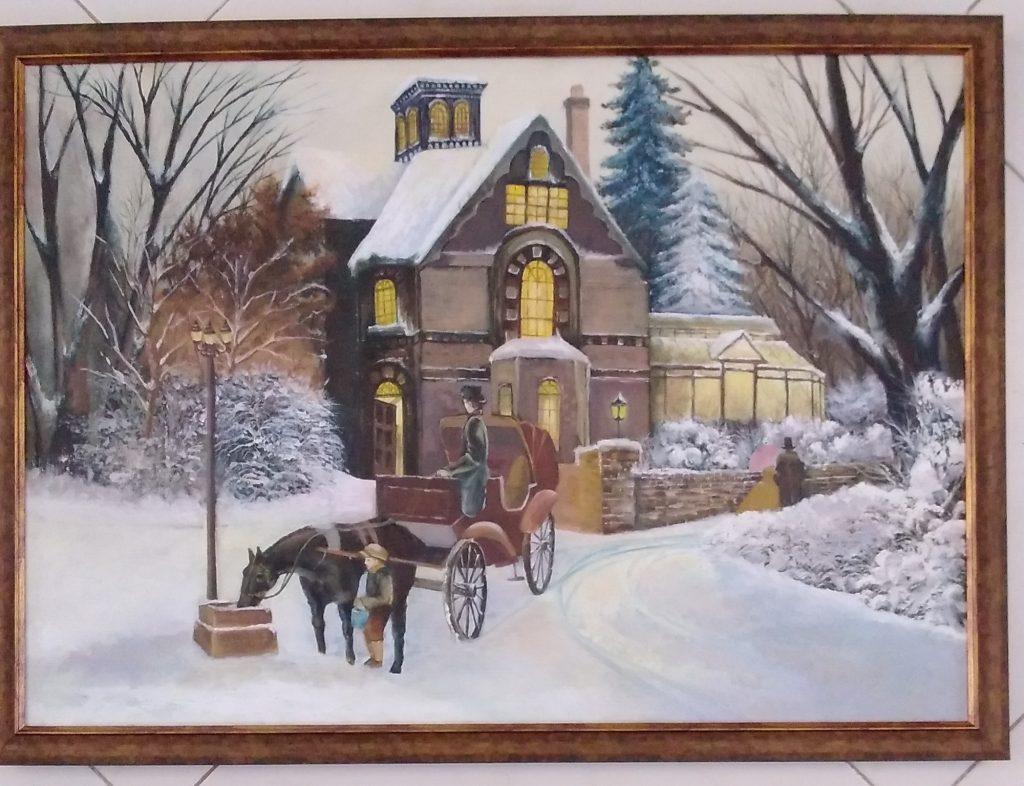 نقاشی رنگ روغن منظره برفی