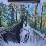 نقاشی جنگل در جوار دو